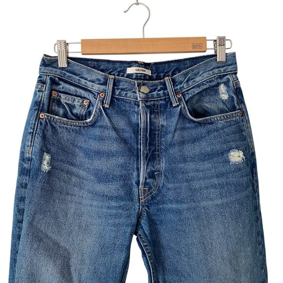 Grlfrnd Helena Crop Button Fly Jeans Raw Hem size 28 Designer High Rise - Picture 3 of 11